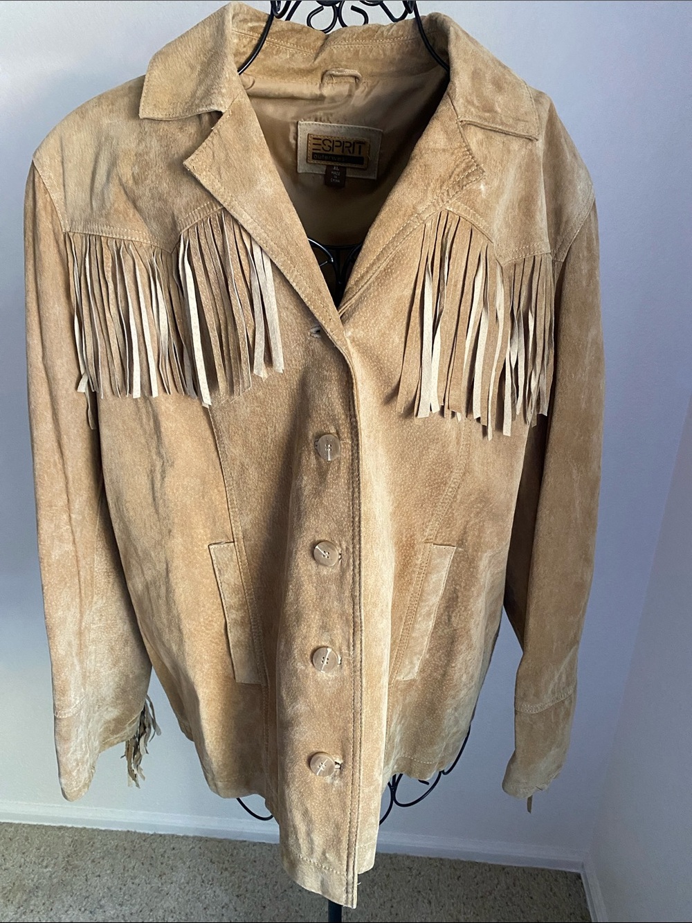 Esprit Beige Suede Fringe Jacket